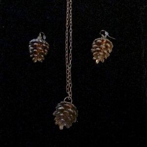 Pinecone Earrings and necklace